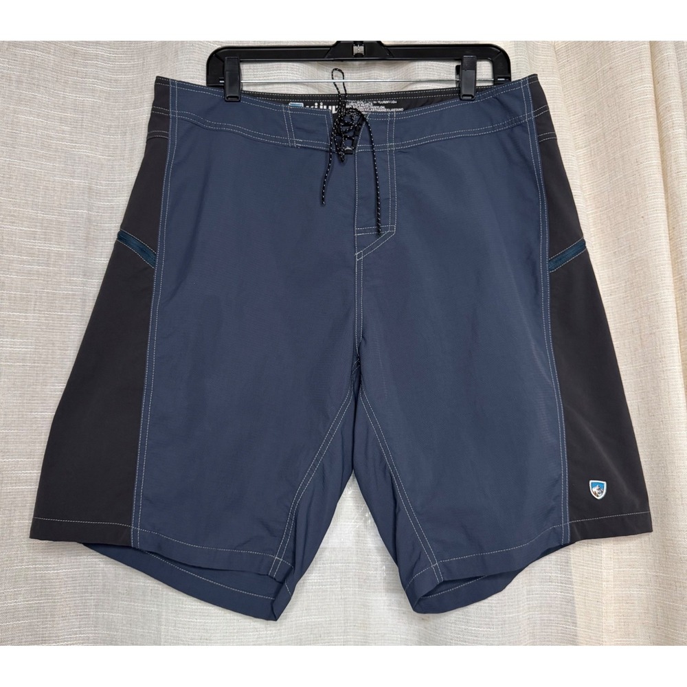 Kuhl Mutiny Board Shorts Tie Closure Surf Swim Outdoors Nylon Gray Men's Size 36